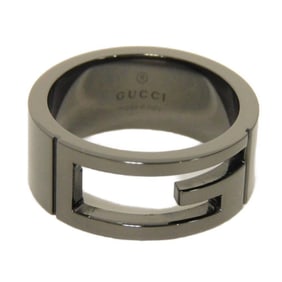 Gucci blunt cutout ring, G13, sterling silver with ruthenium, size 12, AG925 gunmetal, 224028 J8400