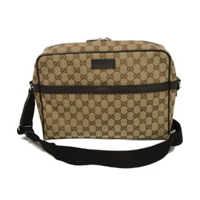 Gucci GG Canvas Shoulder Bag, Brown Calfskin Crossbody Bag with Embossed Beige, 449173 KY9KN 9886,