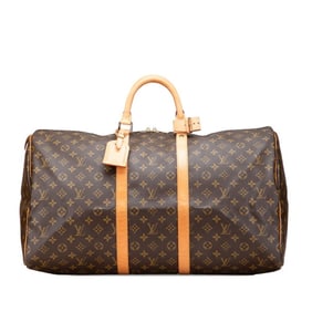 Louis Vuitton Monogram Keepall 55 Boston Bag, Travel M41424, Brown PVC Leather, Women's, LOUIS