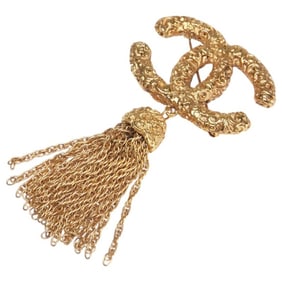 Vintage Chanel Coco Mark Yougan Tassel Brooch, Gold Plated, Women's
