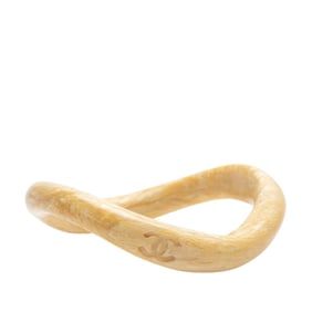 CHANEL Coco Mark Bangle Beige Wood Women's