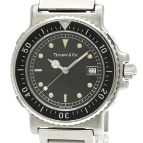 Polished TIFFANY Diver Stainless Steel Quartz Mens Watch M0711 BF572353