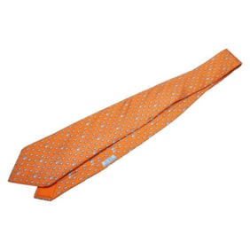 Hermes Tree Plant Beaver Tie Orange Blue Silk Men's HERMES