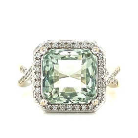 14k Diamond Aquamarine Ring