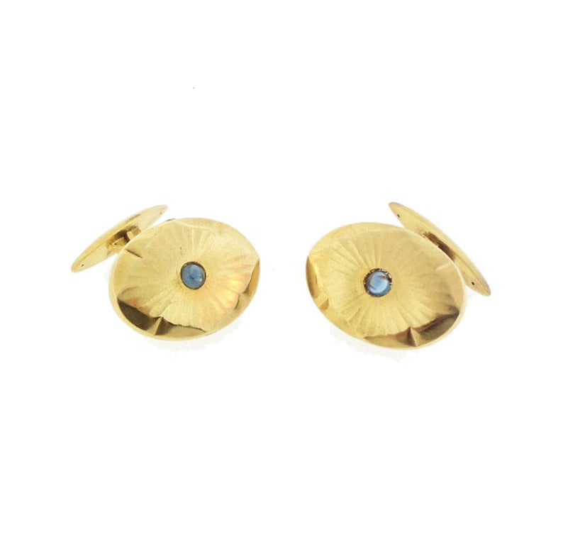 14K Gold & Cabochon Sapphire Cufflinks (1 of 2)