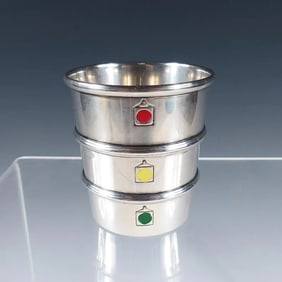 Gorham Enameled Sterling Silver Stoplight Figural Novelty Jigger