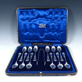 Edwardian English Sterling Silver Coffee Service Fitted Case
