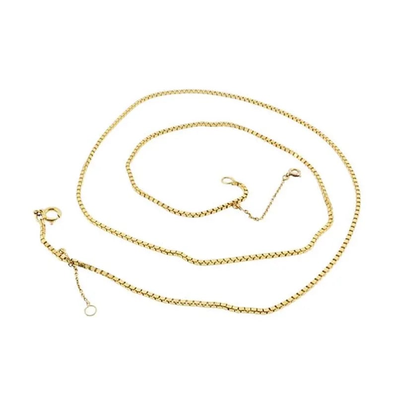 Heavy French 18K Yellow Gold Box Chain 23-1/2" Necklace (1 of 2)