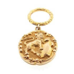 Victorian 14K Gold Lion Rampant Locket