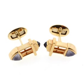 14K Yellow Gold, Iolite & Chalcedony Cufflinks