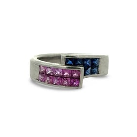 Pink And Blue Sapphire Platinum Bypass Ring