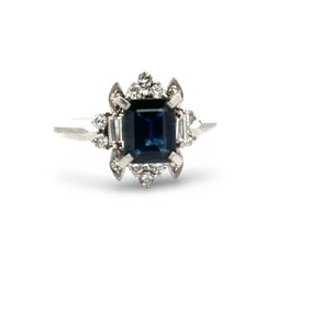 Sapphire And Diamond Platinum Ring