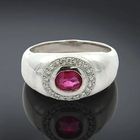 Fine Ruby And Diamond Platinum Ring