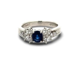 Sapphire And Diamond Platinum Ring