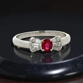 Fine Ruby And Diamond Platinum Ring