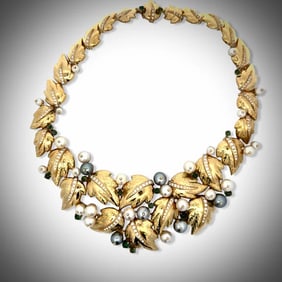 Estate Of Hollywood Actress Connie Stevens Chaumet Paris Diamond Pearl And Tourmaline 18K Yellow