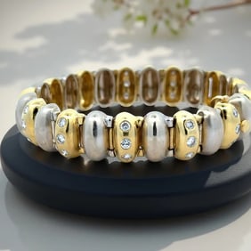 Designer Diamond 18k Two Tone Yellow And White Gold Bracelet