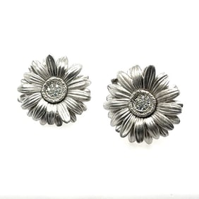 Platinum Diamond Flower Earrings