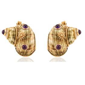 "MAZ" 14k Green Shell Earrings