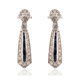 18k Diamond & Sapphire Earrings