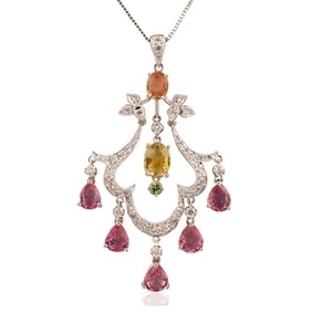 18k Sapphire Pendant on Platinum Chain