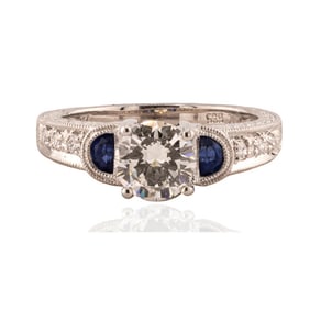 Art Deco 0.91 RB J VVS2 GIA Ring