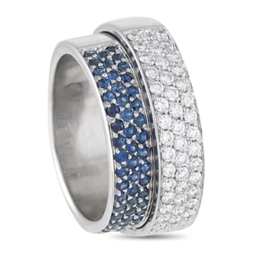 Giorgio Visconti 18K White Gold 1.0ct Diamond and Sapphire Ring GV06-080625