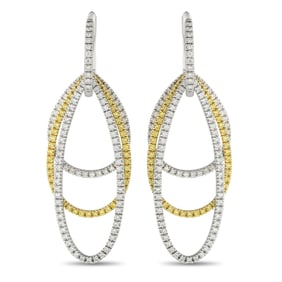 Gregg Ruth 18K White and Yellow Gold 3.70ct White and Yellow Diamond Earrings GR10-080425