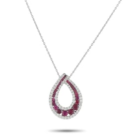Kallati 18K White Gold 0.45ct Diamond and Ruby Necklace KL07-072825