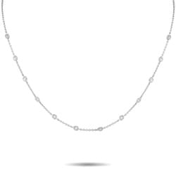 LB Exclusive 18K White Gold 1.10ct Diamond Oval Station Necklace ANK-20420