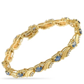 LB Exclusive 14K Yellow Gold 0.65ct Diamond and Sapphire Bracelet MF07-080825