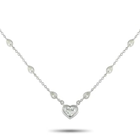 LB Exclusive 18K White Gold 3.81ct Diamond Heart Necklace MF16-080625