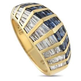 LB Exclusive 18K Yellow Gold 1.15ct Diamond and Sapphire Ring MF02-073125