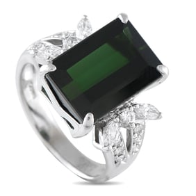 LB Exclusive Platinum 0.54ct Diamond and Tourmaline Ring MF04-073125