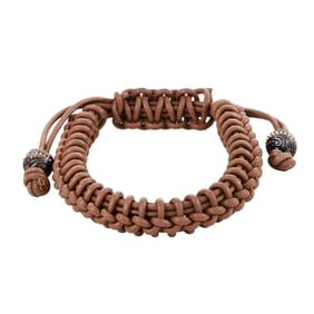 Stephen Webster No Regrets Silver Tipped Woven Leather Brown Bracelet 3014196