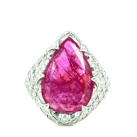 Platinum Diamond Ruby Ring