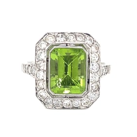 Platinum Peridot Diamond Ring