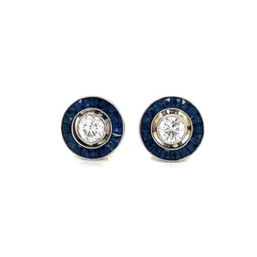 Platinum & 18k Sapphire Diamond Target Earring