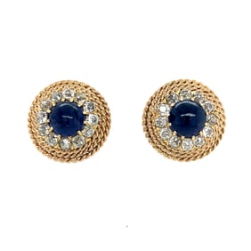 Retro 18k Diamond Sapphire Earrings