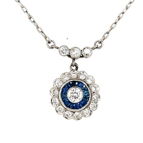 Platinum Diamond Sapphire Pendant