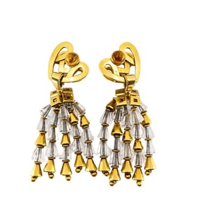 1950's Fred Leighton Yellow Gold, Citrine & Rock Crystal Dangle Earrings