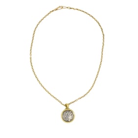 Alexander The Great Coin Charm 18k & 14k Gold Chain Necklace