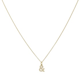 Tiffany & Co. Charm Pendant Necklace 18k Gold Diamond Ampersand Original Box
