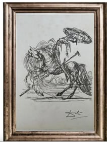 Salvador Dali Horse & Soldier Sketch On Paper