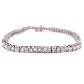 14K White Gold 8.00 Ct. Princess-cut Diamond Tennis Bracelet