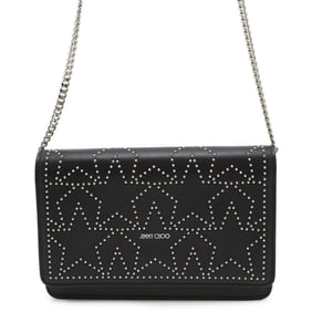 Jimmy Choo Star Leather Chain Wallet, Black,