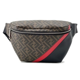 Fendi Zucca pattern leather body bag 7V34 FENDI waist pouch black