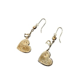 Christian Dior heart motif gold earrings for women