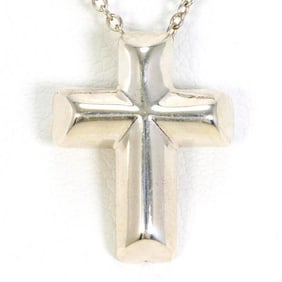Tiffany Tenderness Heart Cross Silver Necklace, Box and Bag, Total Weight: Approx. 3.7g, 40cm