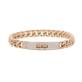 Hermes Hermès Kelly Gourmette bracelet, 41 diamonds totaling 0.90ct, size SH 18K pink gold.
